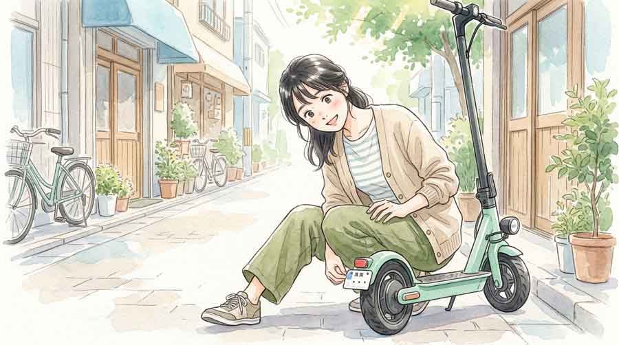 特定小型原付とヘルメットなしで乗る様子のイメージ