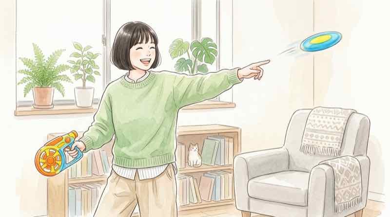 ハッピーセットのおもちゃで遊ぶ様子とカレンダー