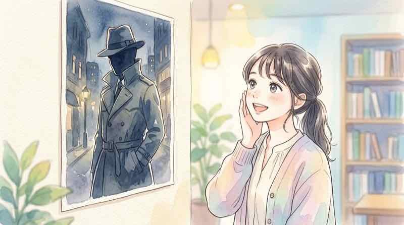 名探偵コナンデザインのチャリTシャツのイラストを眺める女性