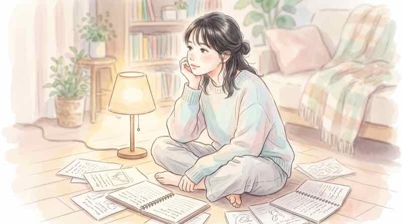 VIVANT野崎二重スパイ説を考える女性のイラスト