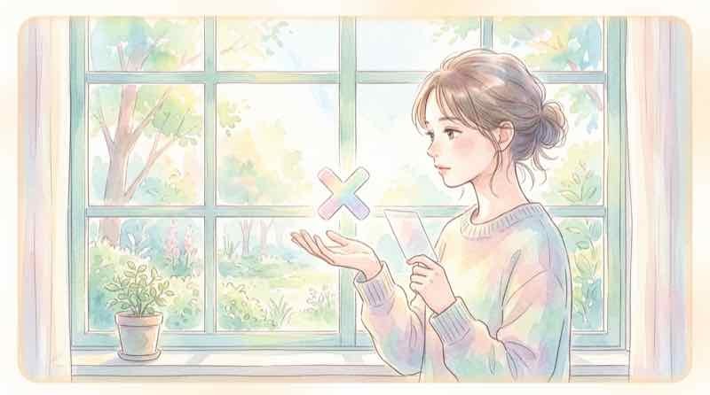 労働条件通知書を確認する女性のイラスト