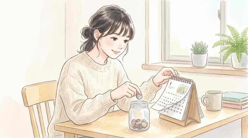 ゆうちょの利息はいつ付くか、日割り計算とカレンダーを確認する女性