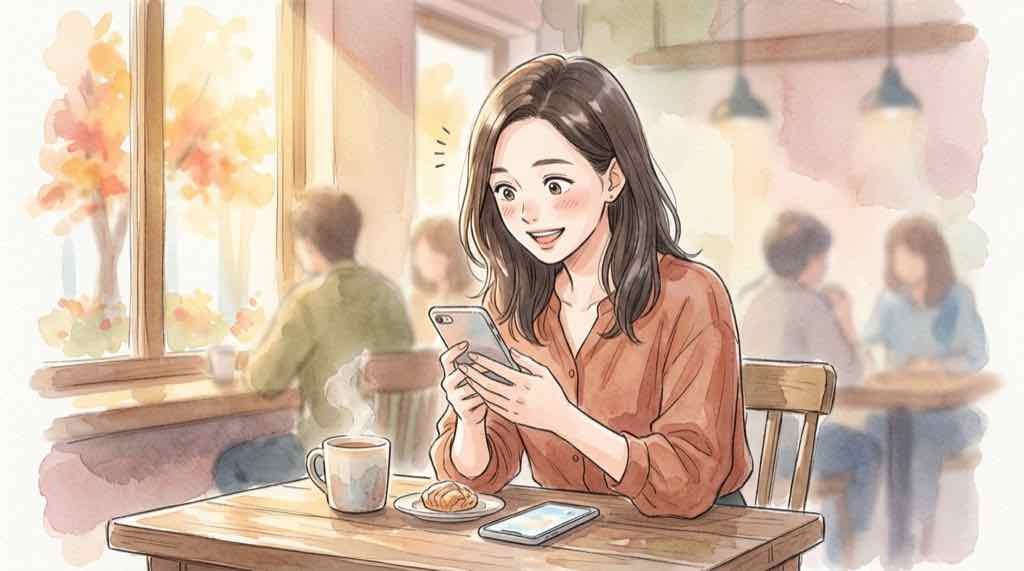 Adoとクロミのコラボ発表に驚く女性のイラスト