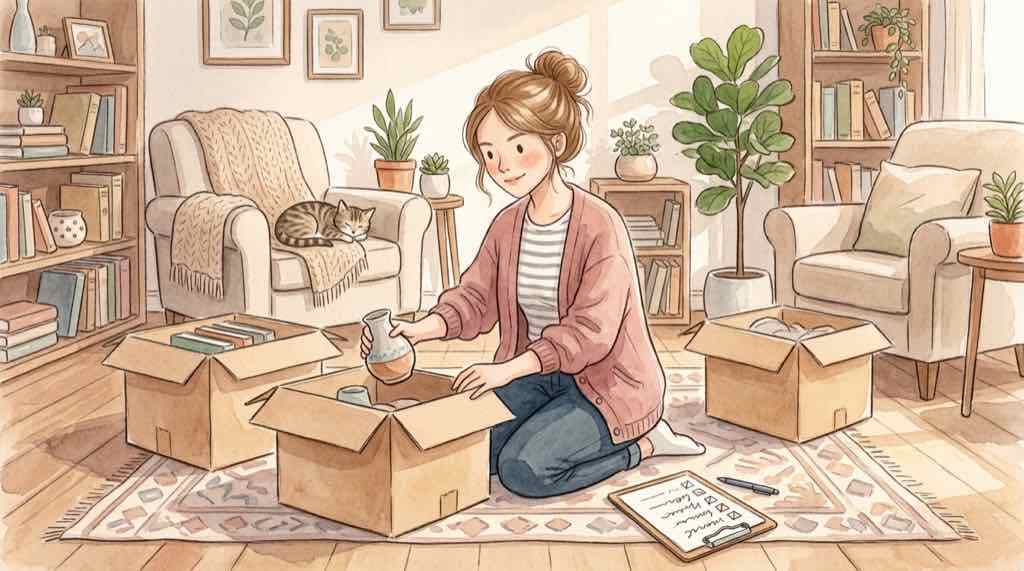プライム感謝祭の事前準備リストを確認する女性のイラスト