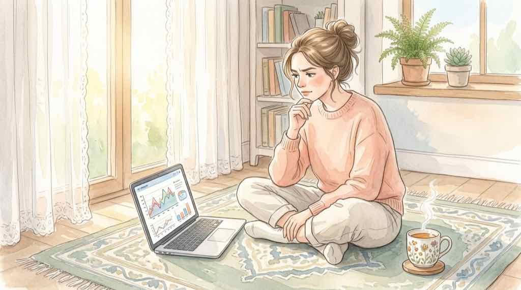 プライム感謝祭の割引が本当に安いか見分ける女性のイラスト