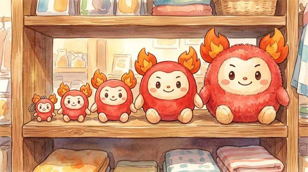 ホノホンのぬいぐるみグッズをイメージしたかわいいスポーツキャラクターの水彩イラスト