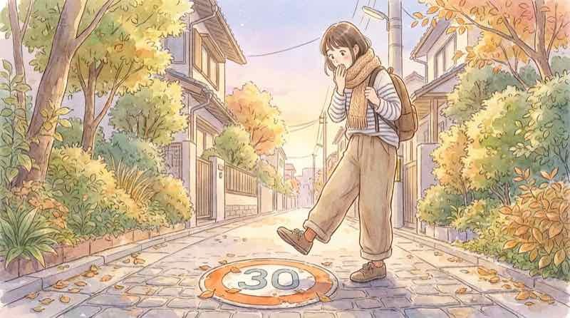 秋の交通安全運動2026の新ルールを確認する女性のイラスト