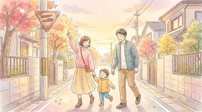 秋の交通安全運動2026の期間を確認する家族のイラスト