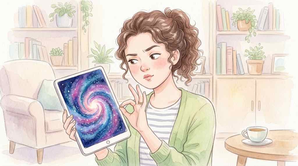 ブラックホール画像本物か疑って見つめる様子