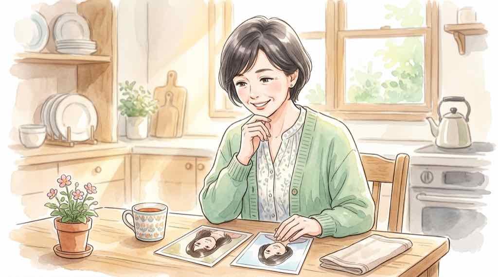 顔の重心が下がりフェイスラインが四角く変化する様子のイラスト