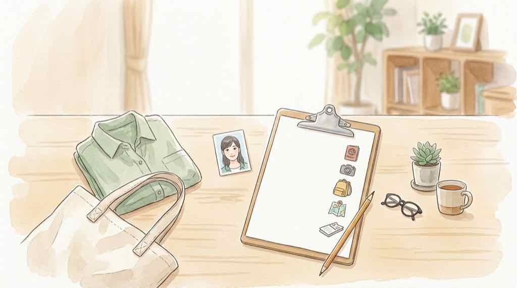 共通テスト出願の5ステップを示したフローチャートのイラスト