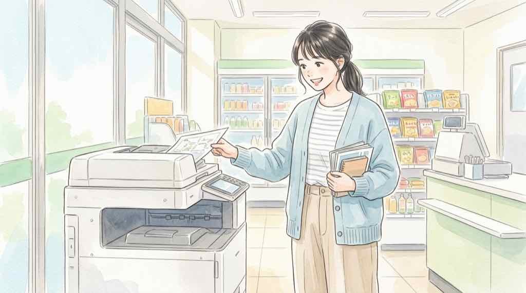 共通テスト検定料の支払い方法を確認する保護者のイラスト