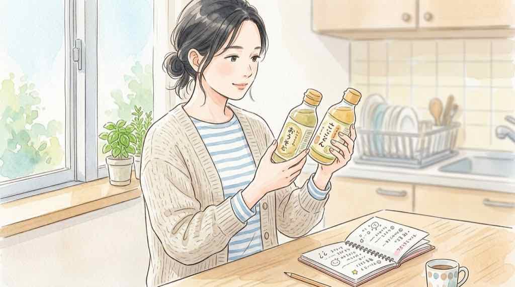 消費税1%と10%の商品境界線を表にまとめるイラスト