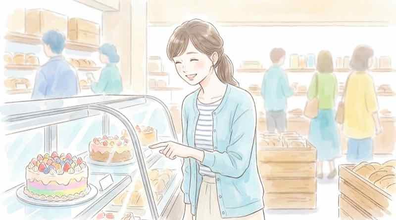 コストコ ケーキ 予約なしで店頭購入するイラスト