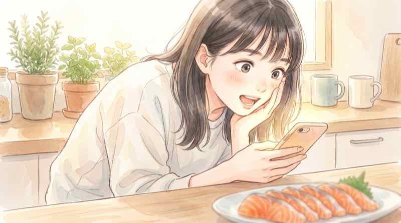 コストコセール9月14日サーモン海鮮割引を確認する女性