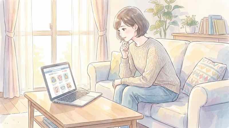 コストコオンラインショッピングの画面を確認する様子