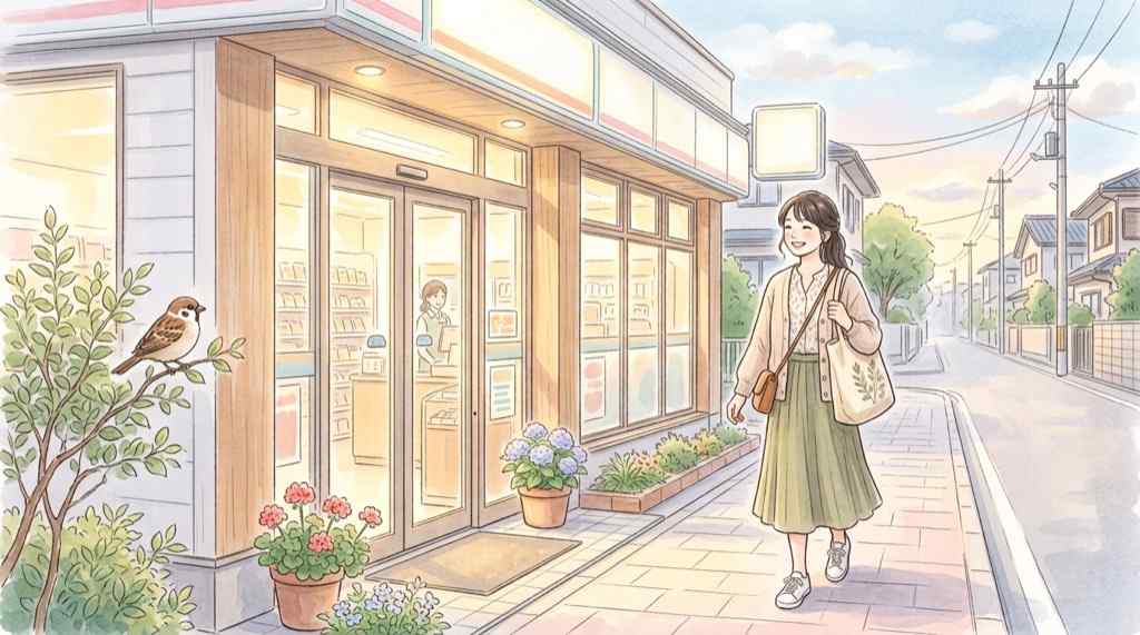 セブンイレブンのHappyくじ発売時間を気にしながら来店する女性