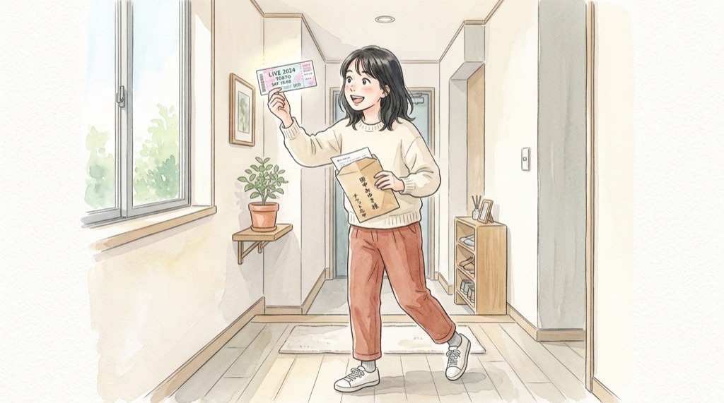 イープラス情報漏えいの対象か不安になり確認する女性の水彩イラスト