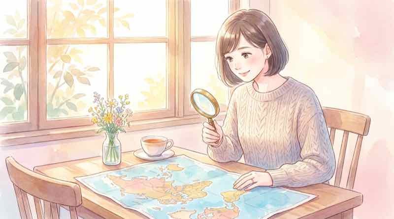 イコールアース図法とは何かを示す世界地図のイラスト