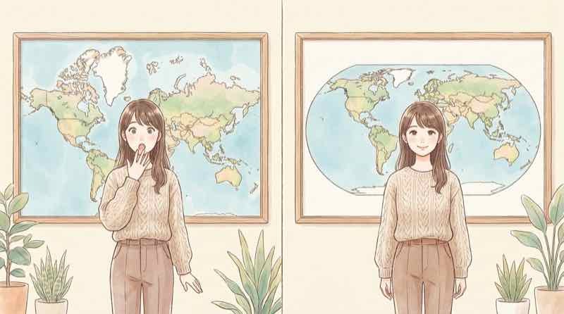 イコールアース図法で描かれた日本列島のイメージ