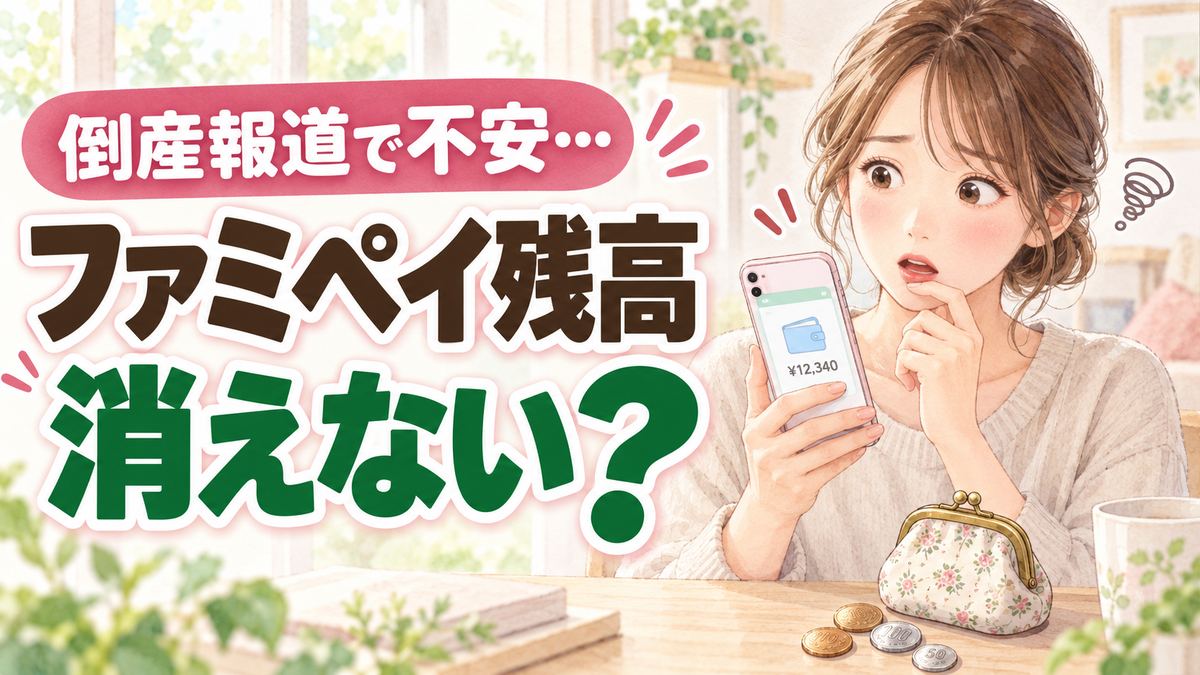ファミペイ倒産の影響で残高が心配になりスマホを確認する女性のイメージ
