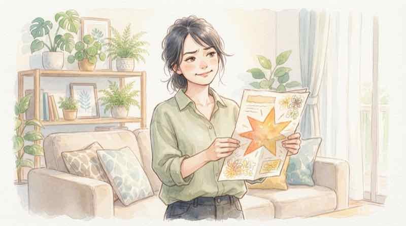 1か月年利12%のキャンペーン広告を見て考え込む女性