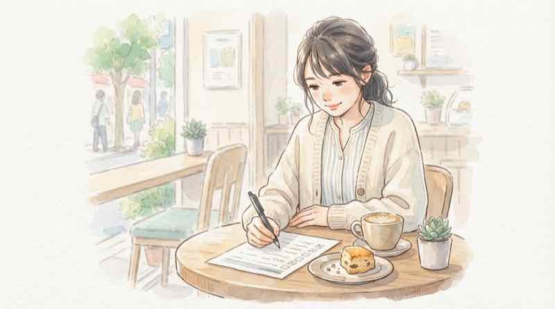 ふるさと納税を9月にやるべき人か待つべき人かをチェックリストで確認する女性のイラスト