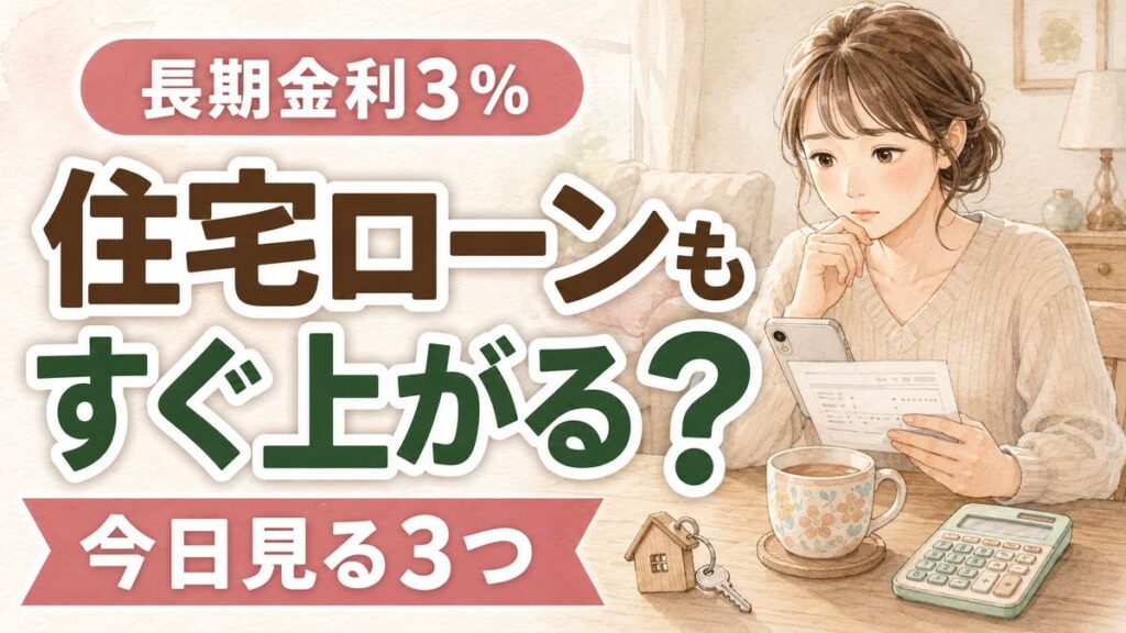長期金利上昇で住宅ローンはどうなるか変動金利の人が確認することを解説するイメージ