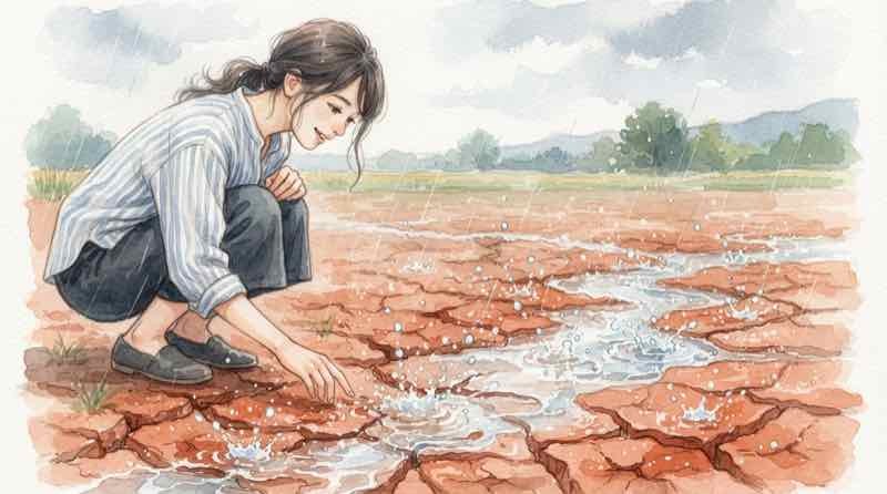 グランドキャニオン 洪水はなぜ起きるのか、乾いた岩盤を流れ落ちる雨水のイメージ
