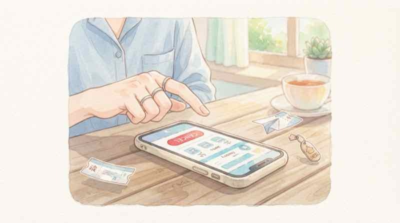 ひなたフェス中止 払い戻しの手続きを確認する女性のイラスト