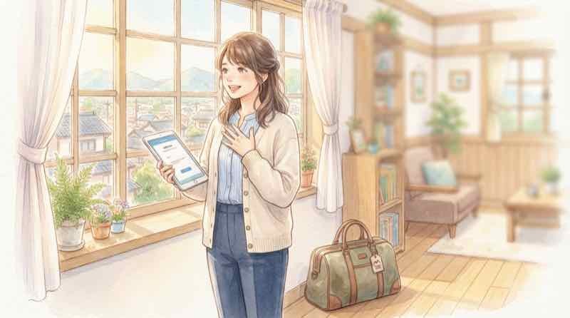 ひなたフェス JTB 返金の案内を確認する女性のイラスト