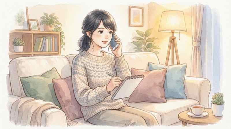 ひなたフェス ホテル代のキャンセル料を確認する女性のイラスト