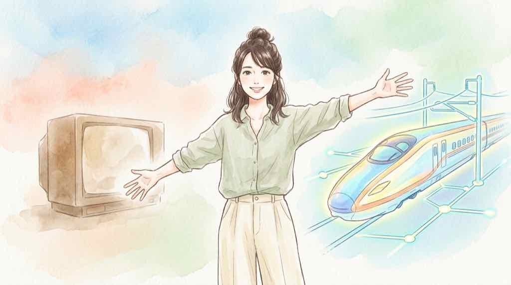 日立 社会インフラとデジタル企業への転換を象徴するイラスト