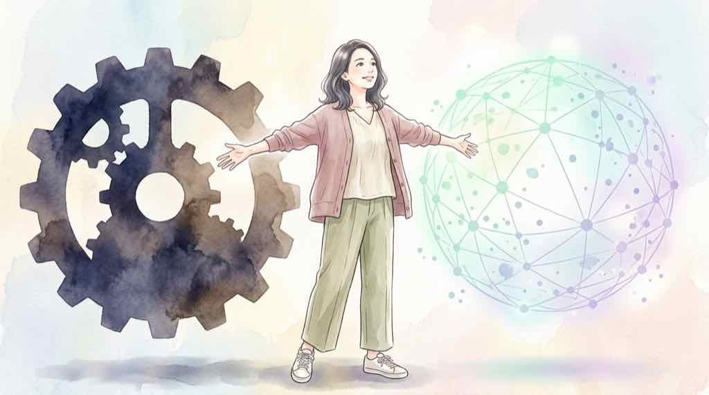 日立 デジタル企業への進化を象徴するイラスト