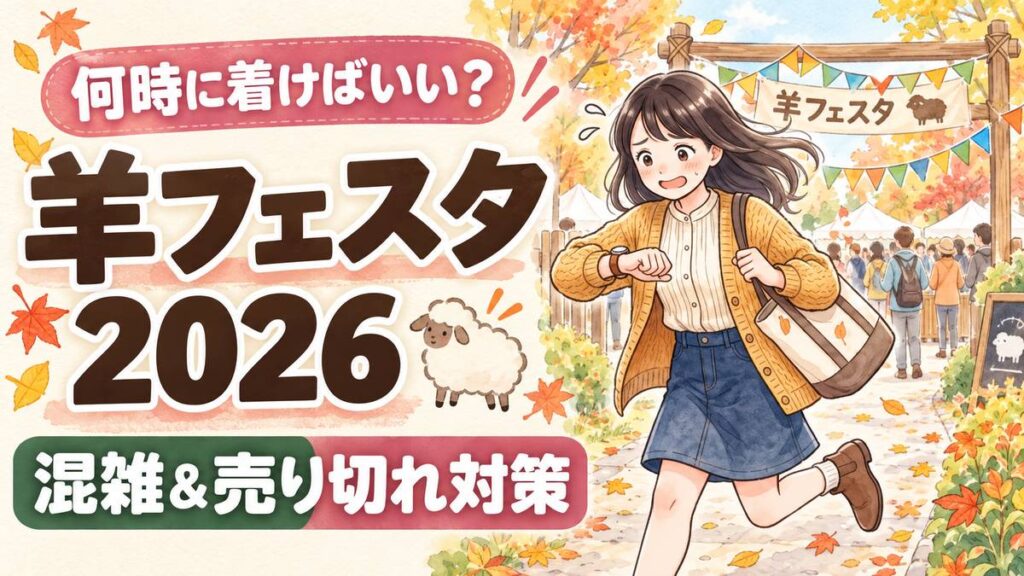 羊フェスタ2026の混雑と売り切れに備えて持ち物を準備する様子