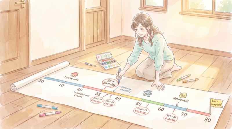 50年ローンを組んだ人の完済年齢を年齢別に示したカレンダー