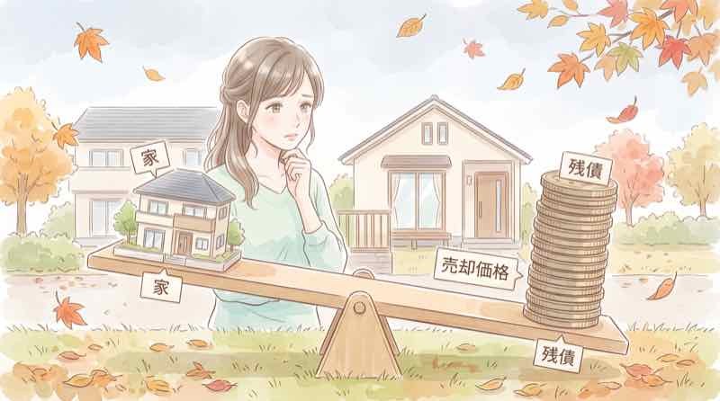 売却価格より住宅ローン残債が多いオーバーローンのイメージ