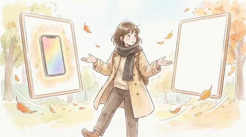 2026年秋に発表されたiPhone 18 Proと発表されなかった無印モデルを見比べる女性