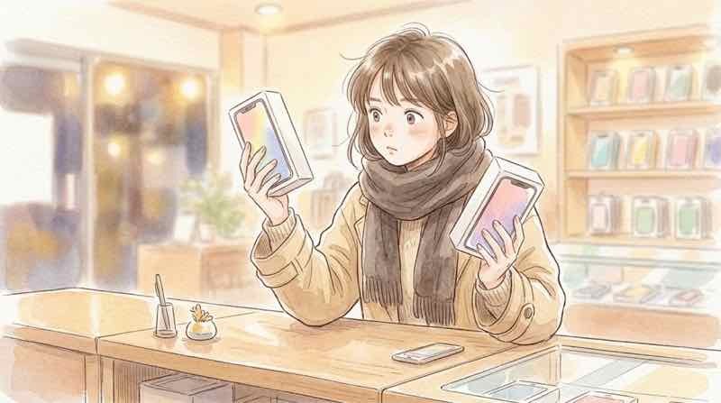 iPhone 18の発売情報をApple公式サイトとキャリアの発表で確認する女性