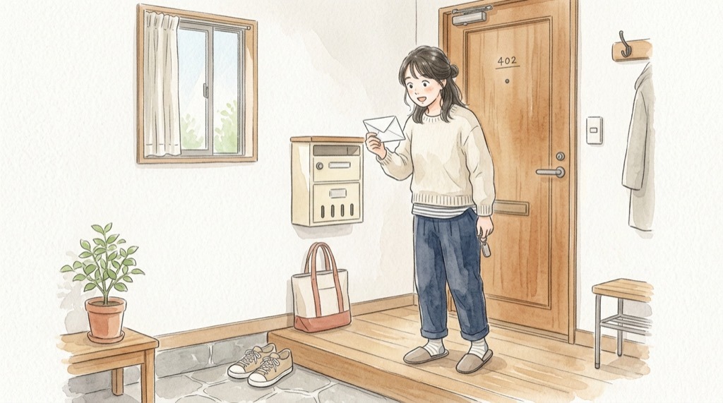 郵便局アプリ 情報漏洩の対象者かどうかを確かめる女性のイラスト