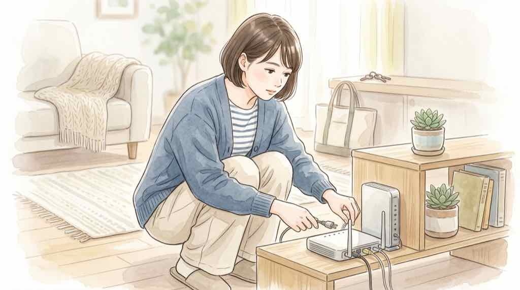 モデムとルーターを再起動する手順のイメージ