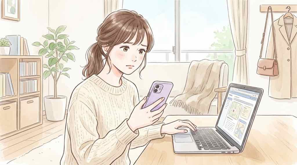 スマホとパソコンで通信状況を確認するイメージ