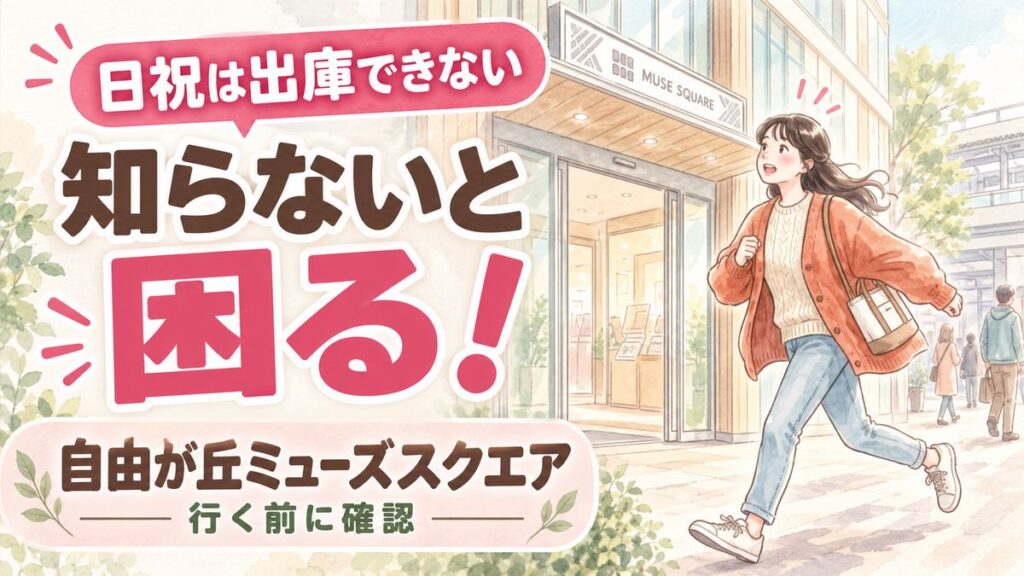 自由が丘ミューズスクエアの入口に立つ女性のイラスト