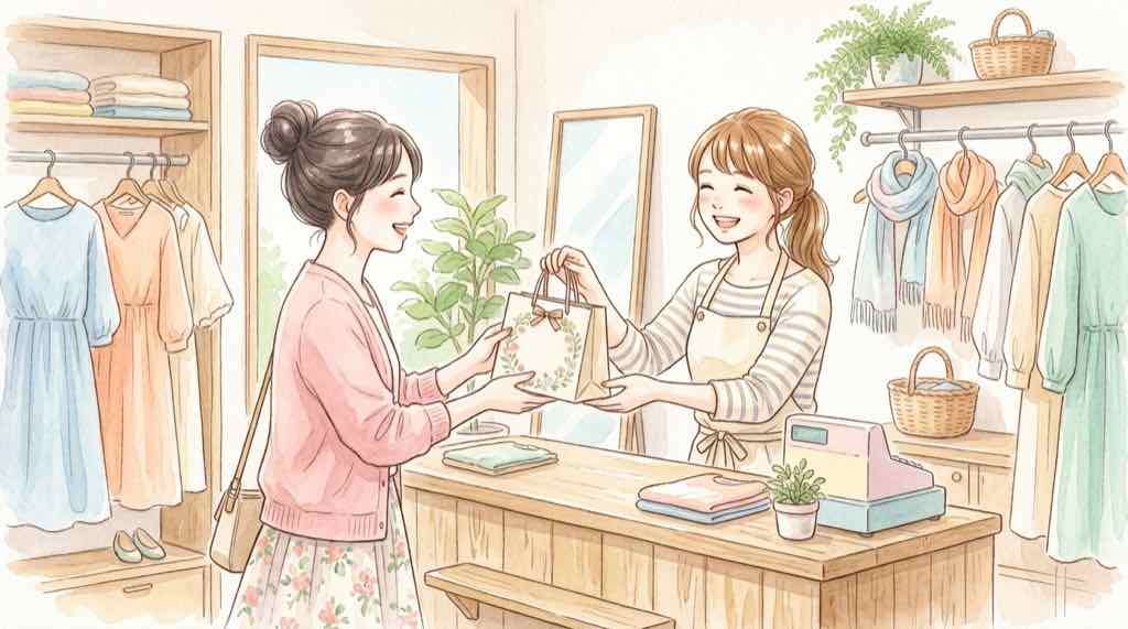 HANDSのランチバッグを持つ女性のイラスト