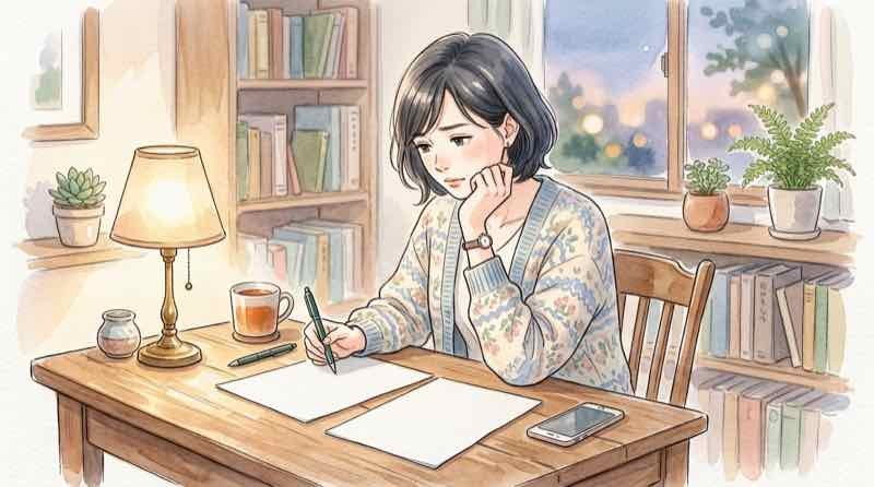 国保逃れ 違法か迷い、契約書を見比べて考え込む女性