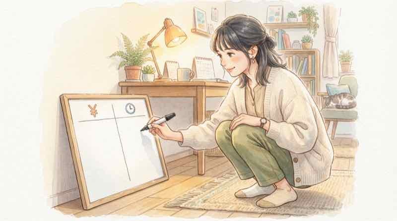 新型レクサスNXを待つ場合の価格や納期のリスクを書き出して整理する様子