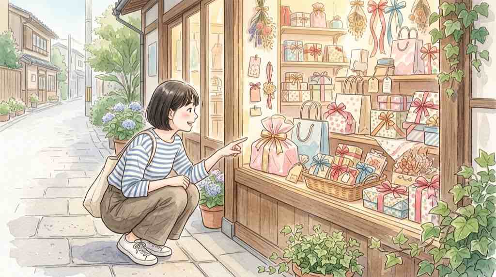 VOOMの代わりに登場したショッピングタブを楽しそうに眺める女性の水彩イラスト