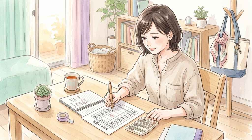 マンション修繕積立金の確認をする管理組合の理事のイラスト