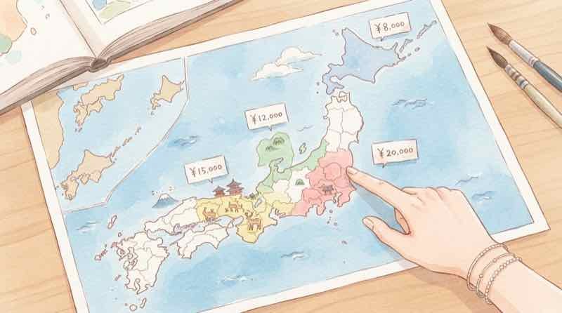 都道府県別最低賃金の改定額を確認する表