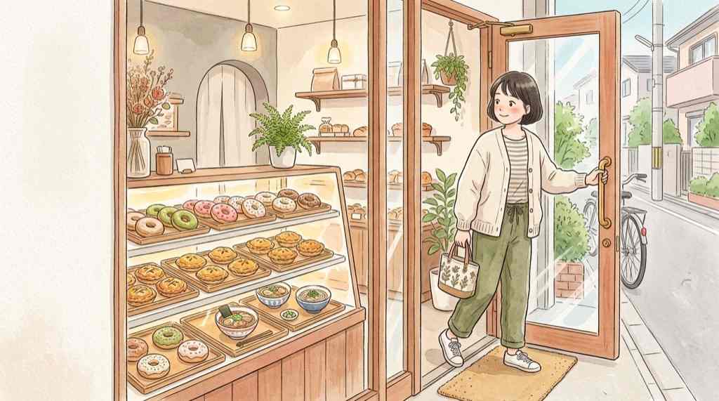 ミスド 値上げと新作が同時に始まった9月30日の店頭をイメージしたイラスト